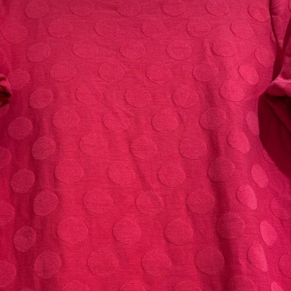 Talbots Women’s Round Neck Red Dotted Detail Long Sleeve Shirt Size XS - Picture 3 of 4